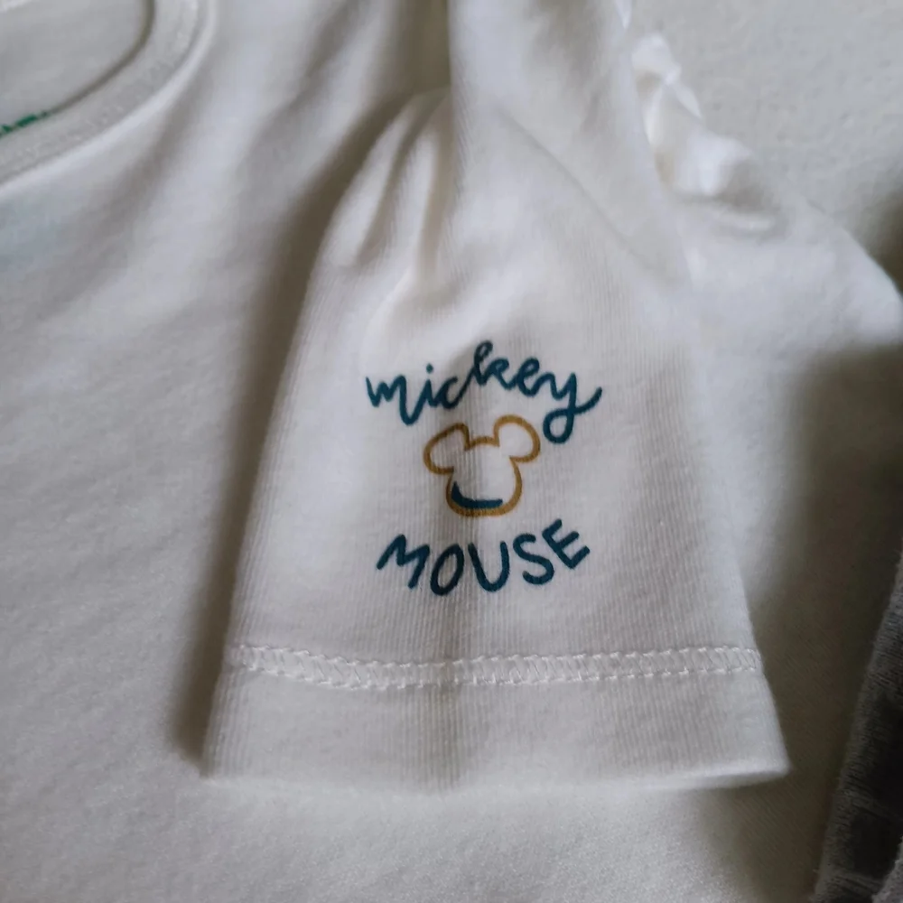 Disney Mickey Mouse White and Gray Kids Matching Set 0-3M and 3/6M